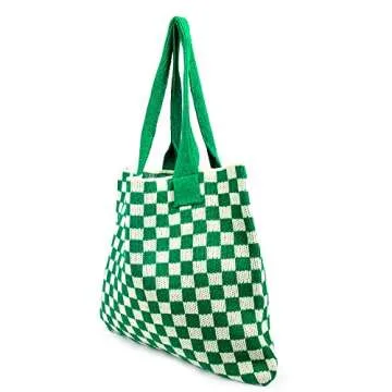Stizimn Crochet Bags for Women Summer Beach Tote Bag Large Capacity Shoulder Bag Aesthetic Hobo Bag Knit Bag Hippie Bag (Green-C)