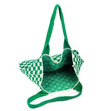 Stizimn Crochet Bags for Women Summer Beach Tote Bag Large Capacity Shoulder Bag Aesthetic Hobo Bag Knit Bag Hippie Bag (Green-C)