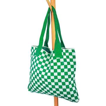 Stizimn Crochet Bags for Women Summer Beach Tote Bag Large Capacity Shoulder Bag Aesthetic Hobo Bag Knit Bag Hippie Bag (Green-C)