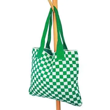 Stizimn Crochet Bags for Women Summer Beach Tote Bag Large Capacity Shoulder Bag Aesthetic Hobo Bag Knit Bag Hippie Bag (Green-C)