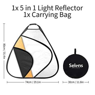Selens 5-in-1 Triangle Reflector (32 Inch) with Handle for Photography Photo Studio Outdoor Lighting