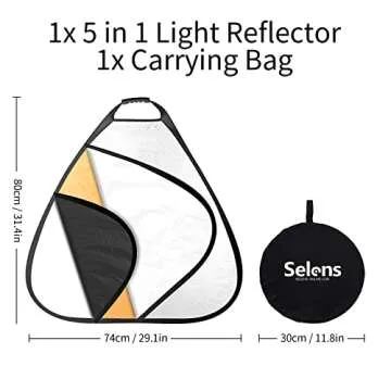 Selens 5-in-1 Triangle Reflector (32 Inch) with Handle for Photography Photo Studio Outdoor Lighting