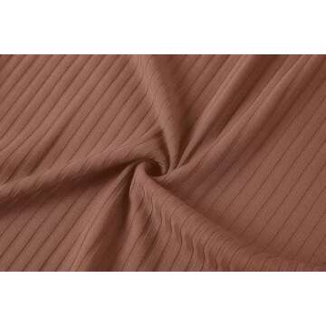 Urban CoCo Elastic High Waist Knee Length Pencil Skirt Ribbed Knit Basic Tube Midi Skirt (Brown, XL)