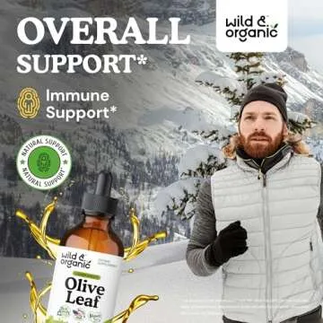 Wild & Organic Olive Leaf Liquid Extract - Olive Leaf Supplement for Immune Support - Oleuropein Liq...