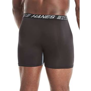 Hanes Men's X-Temp Total Support Pouch Boxer Brief, Anti-Chafing, Moisture-Wicking Underwear, Multi-Pack, Regular Leg-Black, X-Large