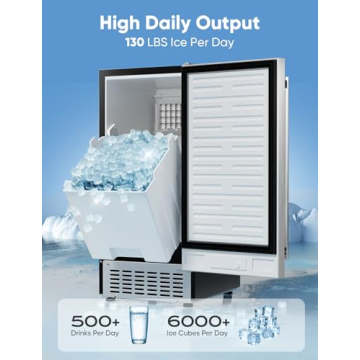 Coolski 130Lbs/ Day Under Counter Ice Maker Machine, Stainless Steel Built-in Freestanding Ice Maker...