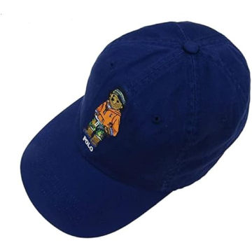 POLO RALPH LAUREN Men's Polo Bear Chino Baseball Cap Hat - Beach Bear, Navy, One Size