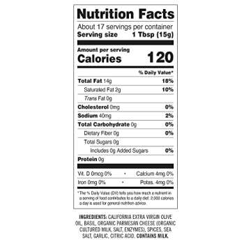 Sonoma Gourmet: Basil & Parmesan Flavored Olive Oil | 100% California Extra Virgin Olive Oil | 8.5 FL OZ (Pack of 2)