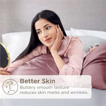 Bedsure Satin Pillowcase for Hair and Skin Queen - Silky Pillowcase 2 Pack with Envelope Closure, Similar to Silk Pillow Cases, Gifts for Women Men, Nostalgia Rose, 20x30 Inches