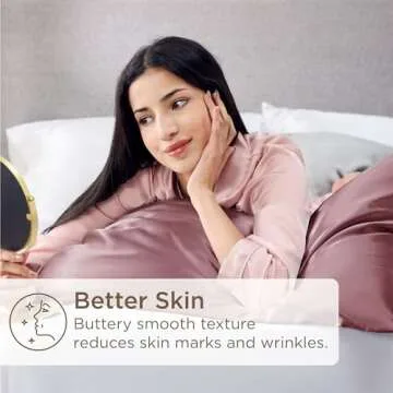 Bedsure Satin Pillowcase for Hair and Skin Queen - Silky Pillowcase 2 Pack with Envelope Closure, Similar to Silk Pillow Cases, Gifts for Women Men, Nostalgia Rose, 20x30 Inches