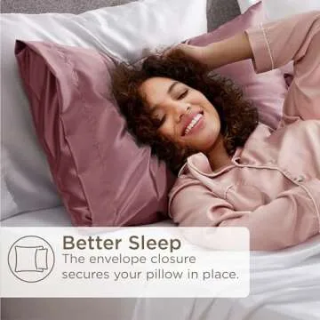 Bedsure Satin Pillowcase for Hair and Skin Queen - Silky Pillowcase 2 Pack with Envelope Closure, Similar to Silk Pillow Cases, Gifts for Women Men, Nostalgia Rose, 20x30 Inches