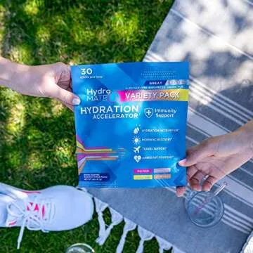 HydroMATE Electrolytes Powder Drink Mix Packets Hydration Accelerator Low Sugar Rapid Party Recovery...