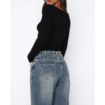 Cioatin Women Going Out Crop Tops Y2K Clothes Cute Sweetheart Neck Long Sleeve T Shirt Top Skinny Fall Trendy Tee Teens Black