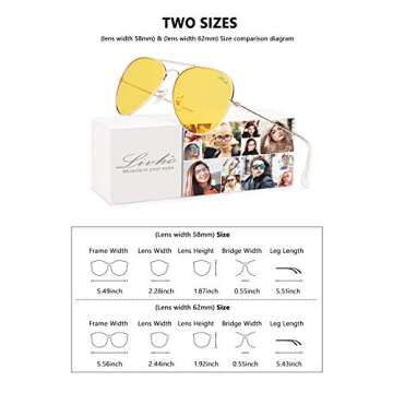 LIVHO Photochromic Classic Aviator Sunglasses for Women Men Polarized,Metal Frame Mirror UV Lens Protection(Gold Night View, 62)