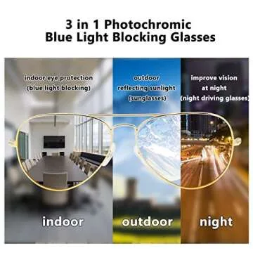 LIVHO Photochromic Classic Aviator Sunglasses for Women Men Polarized,Metal Frame Mirror UV Lens Protection(Gold Night View, 62)