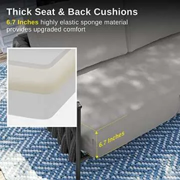 EAST OAK Life Chatter Patio Furniture Set 5 Pieces, Outdoor Furniture 5-Seat Sofa with Two Round Coffee Table, Waterproof Thick Cushion Deep Seating for Porch, Balcony, Earth Black & Misty Grey