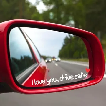 3X I Love You Drive Safe Mirror Sticker Set - Cute Vinyl Car Decals for Women