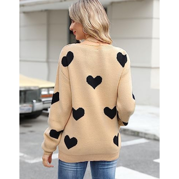 Alsol Lamesa Women's Cute Heart Valentines Sweaters Pullover Long Sleeve Crewneck Casual Knitted Sweaters