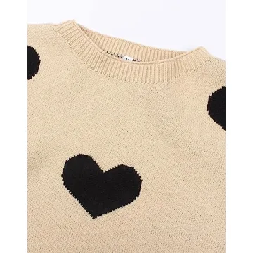 Alsol Lamesa Women's Cute Heart Valentines Sweaters Pullover Long Sleeve Crewneck Casual Knitted Sweaters