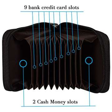 Noedy RFID Blocking Leather Zip-Around Wallet for Women