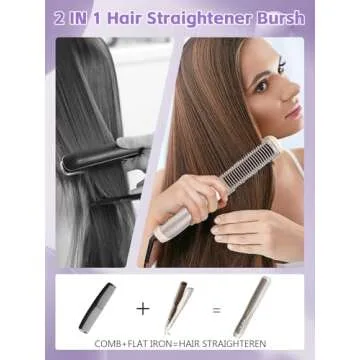 Hair Straightener Brush for Women - Fast Heating and Safe Styling
