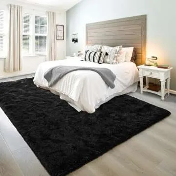 Junovo Ultra Soft Black Area Rugs for Kids & Living Room