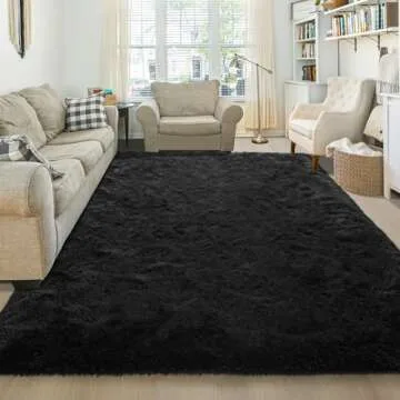 Junovo Ultra Soft Black Area Rugs for Kids & Living Room