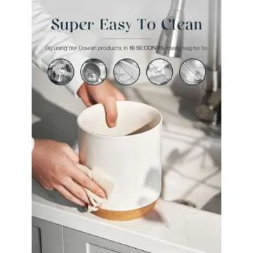 DOWAN Utensil Holder for Countertop, 7.5" Large Cooking Utensil Holder, White Ceramic Utensil Holder with Thicken Recycled Wooden Cork Mat, Utensil Crock for Kitchen Counter, Kitchen Decor