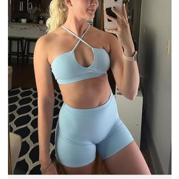 Aoxjox Women's Deep V Sports Bras for Workout Comfort