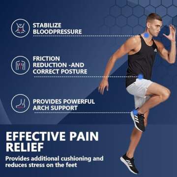 Yoosolle Arch Support Shoe Insoles for Men and Women, Plantar Fasciitis Insoles, Orthotic, Shock Absorbing, Insoles for Standing All Day, Arch Pain & High Arch, Work Boots & Shoes (XS, Blue)