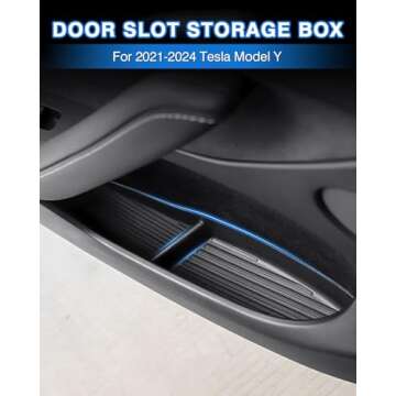 Shademax Car Door Organizer Tray for Tesla Model Y - TPE Material, Black, 4 Pieces