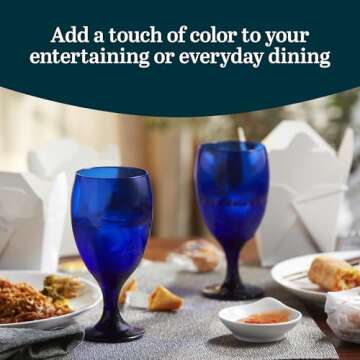 Libbey Premiere Cobalt Iced Tea Glasses, Stylish Cobalt Blue Drinking Glasses Set of 12, Dishwasher ...