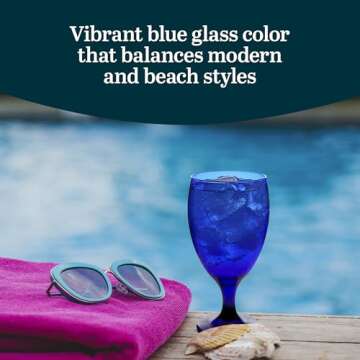 Libbey Premiere Cobalt Iced Tea Glasses, Stylish Cobalt Blue Drinking Glasses Set of 12, Dishwasher Safe Stemmed Water Goblets for Parties and More