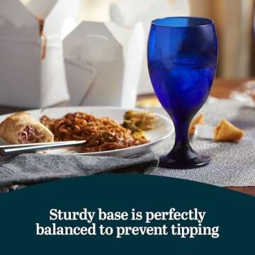 Libbey Premiere Cobalt Iced Tea Glasses, Stylish Cobalt Blue Drinking Glasses Set of 12, Dishwasher Safe Stemmed Water Goblets for Parties and More