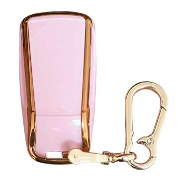 WKEDQAF Car TPU Key Case for Audi Key Fob Cover Fit for 4 Buttons Audi 2017-up A4 A5 Q7 TT Smart Key Fob Shell (Pink)