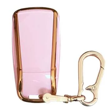 WKEDQAF Car TPU Key Case for Audi Key Fob Cover Fit for 4 Buttons Audi 2017-up A4 A5 Q7 TT Smart Key Fob Shell (Pink)