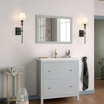 KELUOLY Black Wall Sconces Set of 2, Hardwired Indoor Wall Lights Fixtures with White Fabric Shade Bathroom Vanity Standing Bracket Wall Lamps for Bedroom,Living Room,Bathroom,Hallway