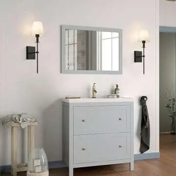 KELUOLY Black Wall Sconces Set of 2, Hardwired Indoor Wall Lights Fixtures with White Fabric Shade Bathroom Vanity Standing Bracket Wall Lamps for Bedroom,Living Room,Bathroom,Hallway