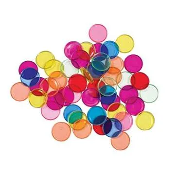 LEARNING ADVANTAGE-7253 Transparent Plastic Counters - Steel-Ringed - Set of 50 - Assorted Colors - Great for Kindergarten, Sensory Play and Light Panels