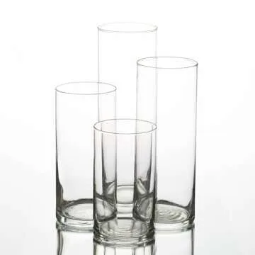 Eastland Set of 4 Cylinder Vases and 4 White Richland Floating Candles 3"