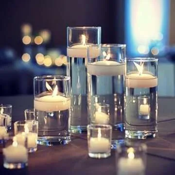 Eastland Set of 4 Cylinder Vases and 4 White Richland Floating Candles 3"