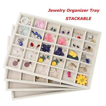 Stratalife Jewelry Tray Stackable Earrings Tray Jewelry Organizer Jewelry Drawer Storage for Earring...