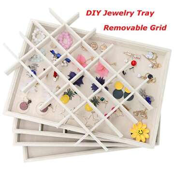 Stratalife Jewelry Tray Stackable Earrings Tray Jewelry Organizer Jewelry Drawer Storage for Earrings Showcase Display Drawer Inserts (30 Grid)
