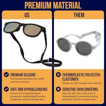 Polarized Baby Sunglasses With Strap - Unbreakable Flexible Infant Sunglasses For Toddlers Newborns 0-24 Months