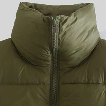 KEOMUD Women's Winter Crop Vest Lightweight Sleeveless Warm Outerwear Puffer Vest Padded Gilet Armygreen X-Small