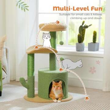 PAWZ Road 32” Cactus Cat Tree for Small Cats and Kittens