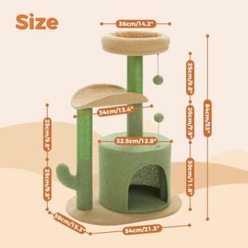 PAWZ Road 32” Cactus Cat Tree for Small Cats and Kittens