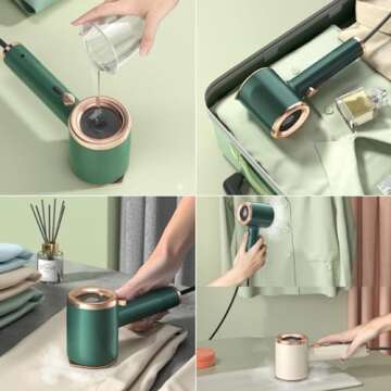 Portable Mini Ironing Machine, New Travel Mini Steam Iron, Handheld Garment Steamer, Fast Preheating Steam Dry Ironing, 360 Degree Ironing Without Dead Angle for Home and Travel (Green)