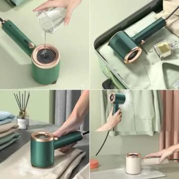 Portable Mini Ironing Machine, New Travel Mini Steam Iron, Handheld Garment Steamer, Fast Preheating Steam Dry Ironing, 360 Degree Ironing Without Dead Angle for Home and Travel (Green)