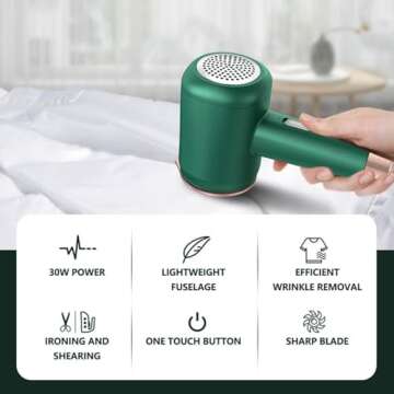 Portable Mini Ironing Machine, New Travel Mini Steam Iron, Handheld Garment Steamer, Fast Preheating Steam Dry Ironing, 360 Degree Ironing Without Dead Angle for Home and Travel (Green)